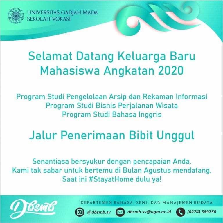 Selamat Datang Keluarga Baru Mahasiswa Angkatan 2020