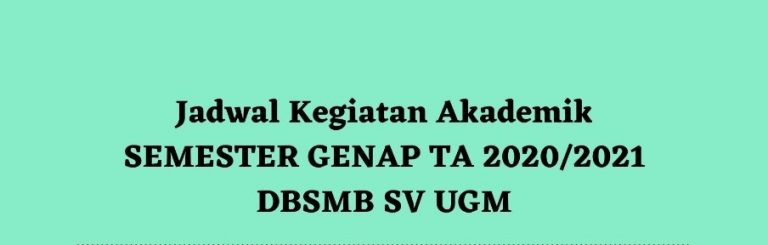 Jadwal Kegiatan Akademik DBSMB