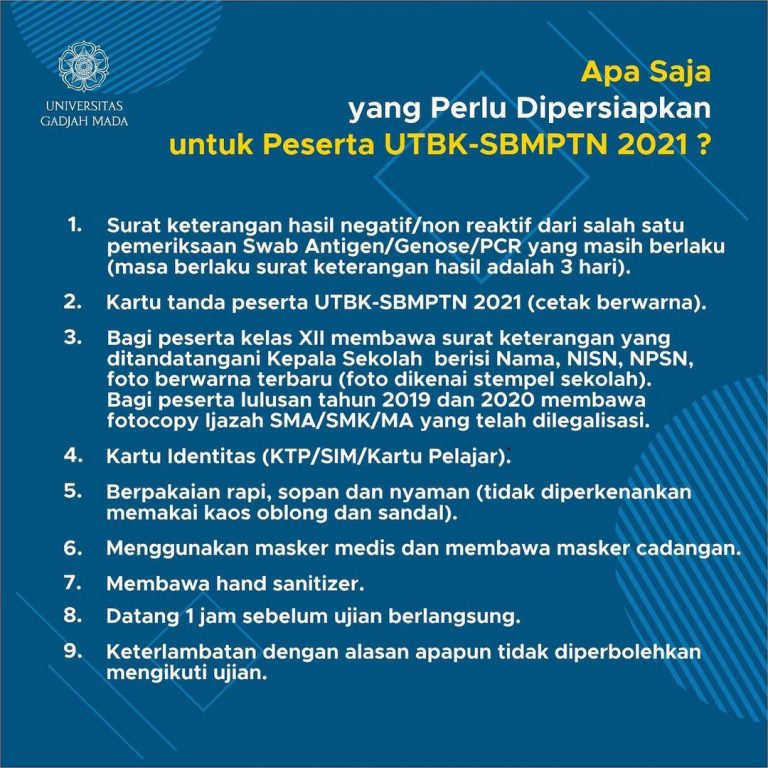 Perlu Dipersiapkan Untuk Peserta UTBK – SBMPTN 2021