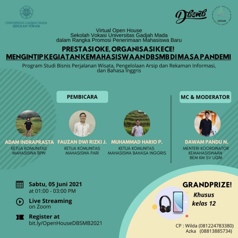 Virtual Openhouse dengan tema “Prestasi Oke, Organisasi Kece! Mengintip Kegiatan Kemahasiswaan DBSMB di Masa Pandemi”