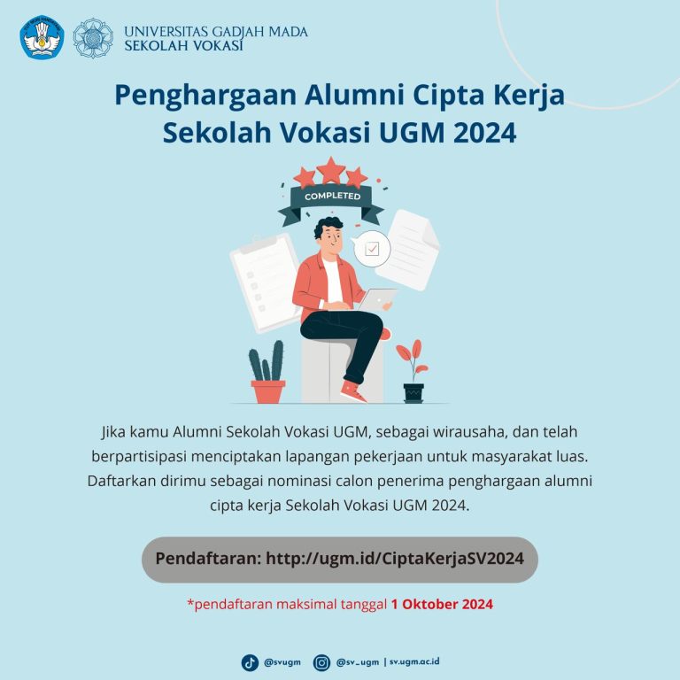 Pendaftaran Penghargaan Alumni Cipta Kerja Sekolah Vokasi UGM 2024